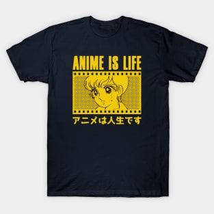 Anime is Life Otaku, Vintage Retro Yellow T-Shirt